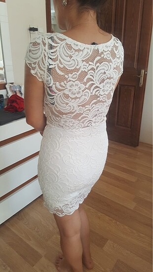 40 Beden H&M beyaz dantelli elbise