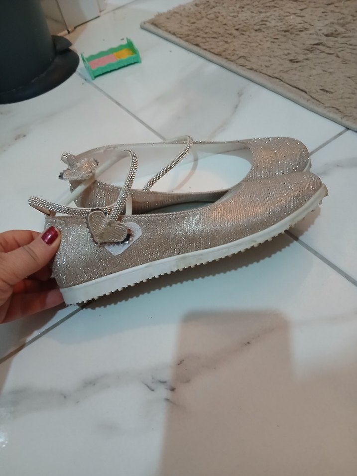 Bej Parlak Dolgu Topuklu Kadın Abiye Ayakkabı - Görsel 4