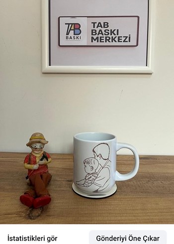 Beyaz Çizimli Seramik Kupa