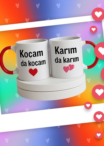Beden Beyaz Kocam ve Karım Yazılı Kupa Seti