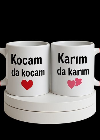 Paşabahçe Beyaz Kocam ve Karım Yazılı Kupa Seti