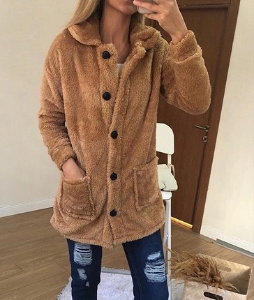 Peluş uzun ceket