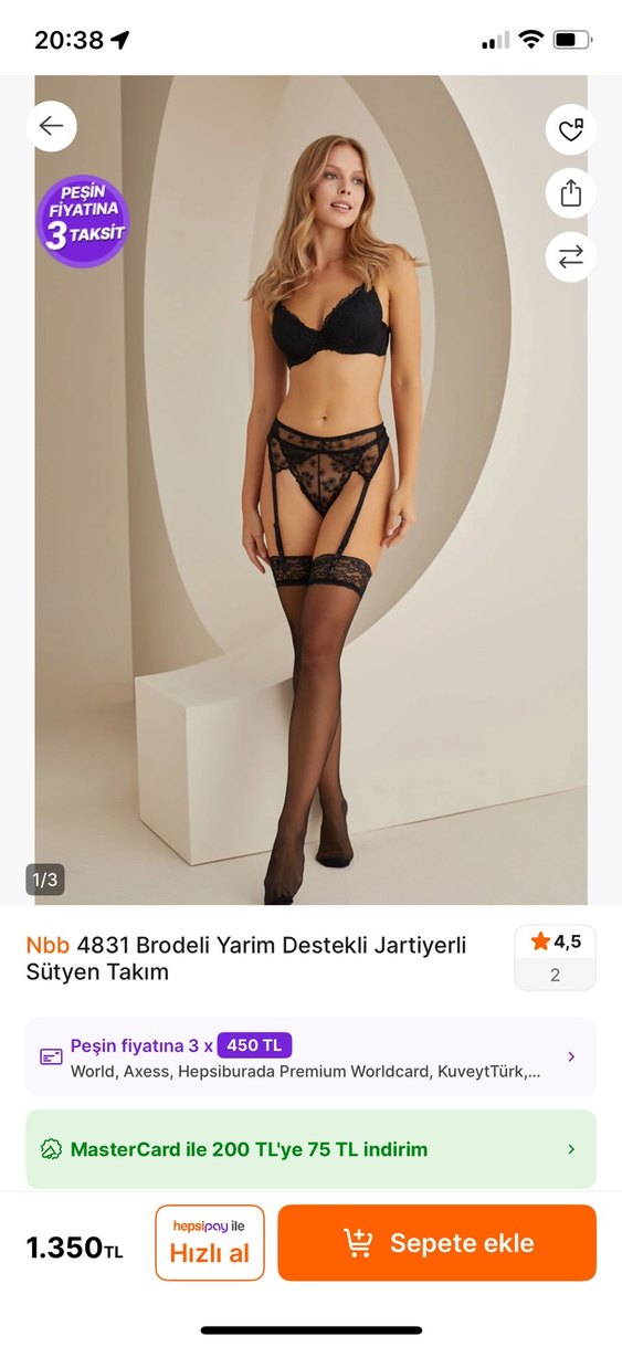 NBB Siyah Destekli Göğüs Sütyeni Takımı - Görsel 2