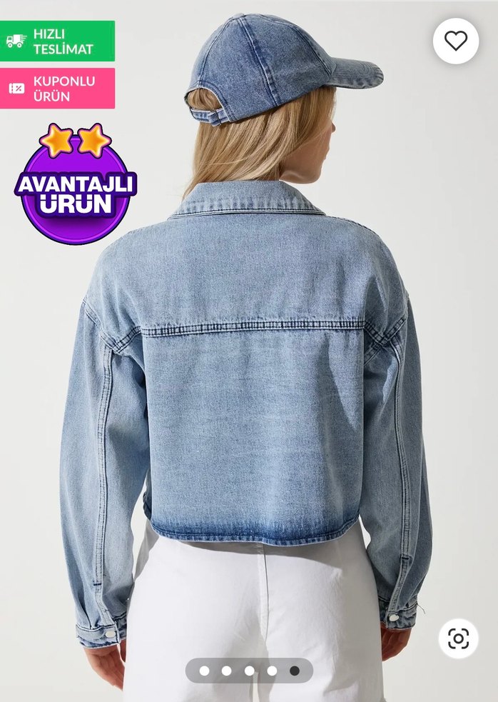 Kadın Açık Mavi Denim Ceket, Salaş Kesim - Görsel 2