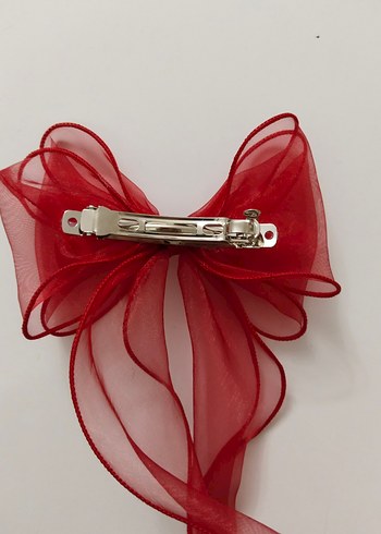 Şık Kırmızı Tül Fiyonk Toka - Görsel 2