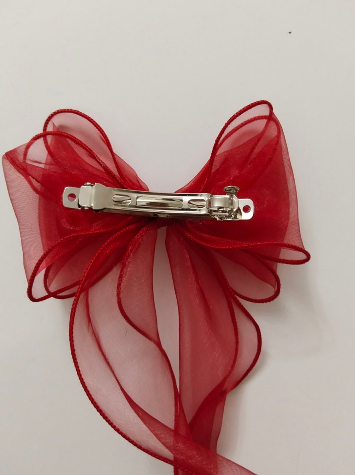 Şık Kırmızı Tül Fiyonk Toka - Görsel 2