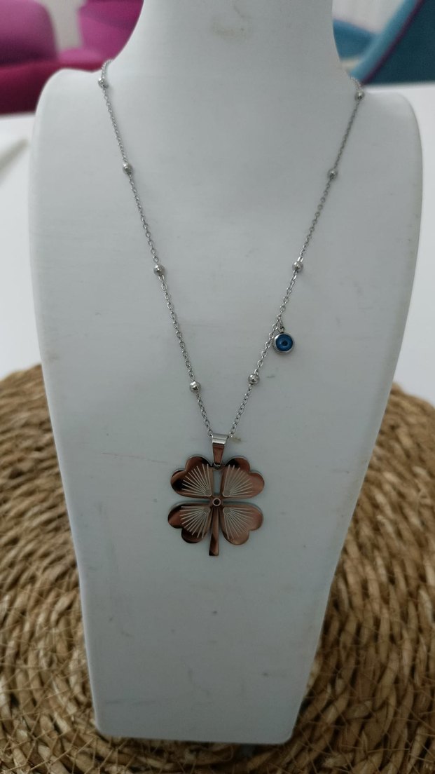 Mini Yonca Zincir Çelik Kolye - Görsel 2