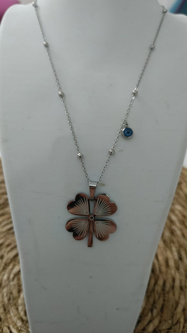 Mini Yonca Zincir Çelik Kolye - Görsel 3