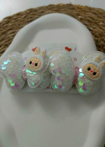 Labubu Payetli Çocuk 2 Li Saç Tokası - Görsel 3