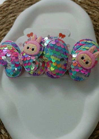 Labubu Payetli Çocuk 2 Li Saç Tokası - Görsel 2