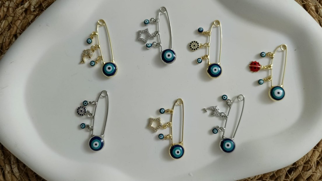 Boncuklu Nazar Boncuğu Broş Seti - Görsel 3