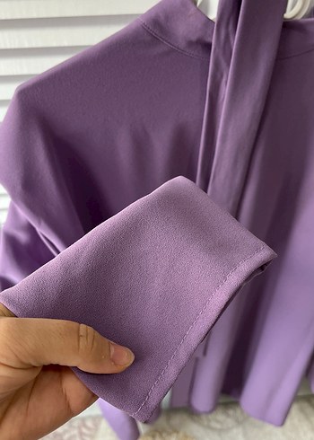 Pastel Mor Kadın Uzun Kollu Salaş Elbise - Görsel 2