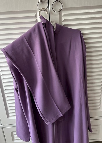 Pastel Mor Kadın Uzun Kollu Salaş Elbise - Görsel 4