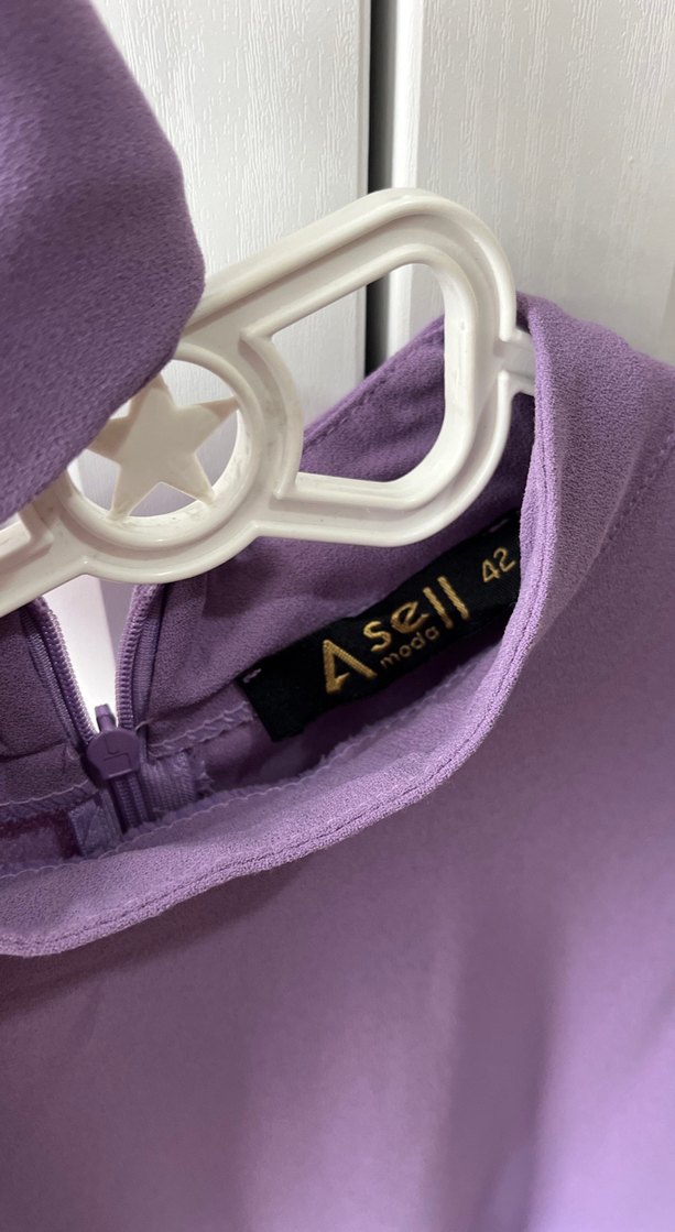 Pastel Mor Kadın Uzun Kollu Salaş Elbise - Görsel 3