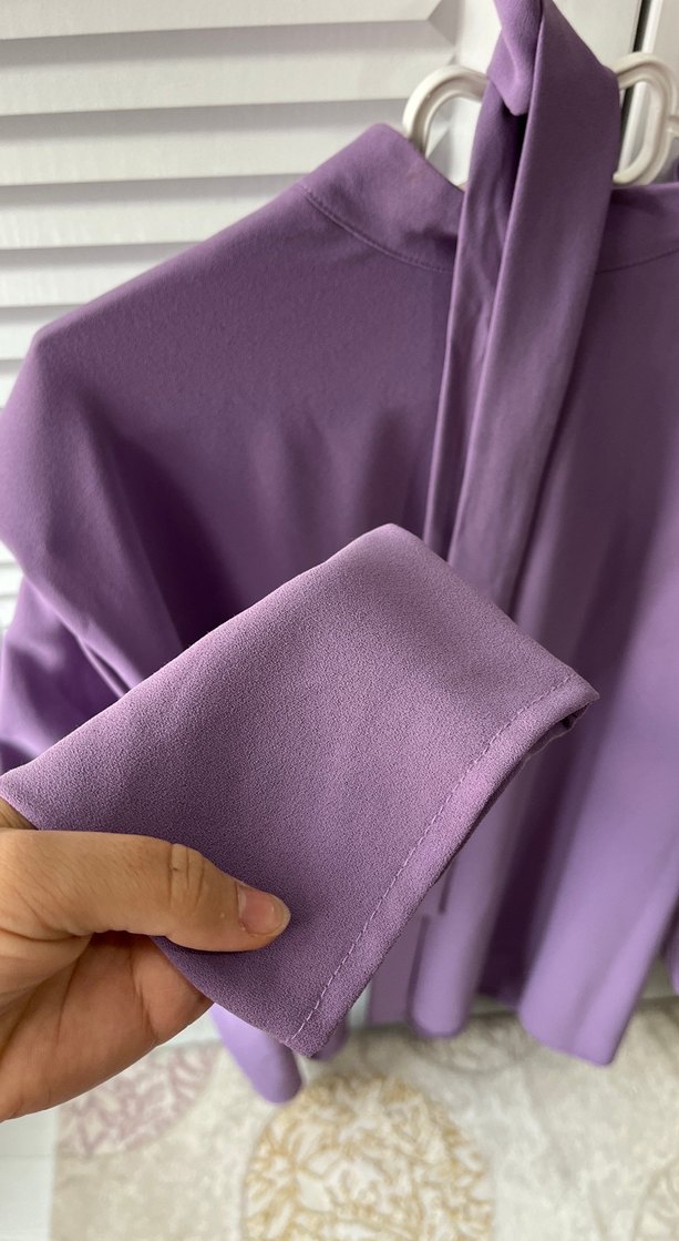 Pastel Mor Kadın Uzun Kollu Salaş Elbise - Görsel 2