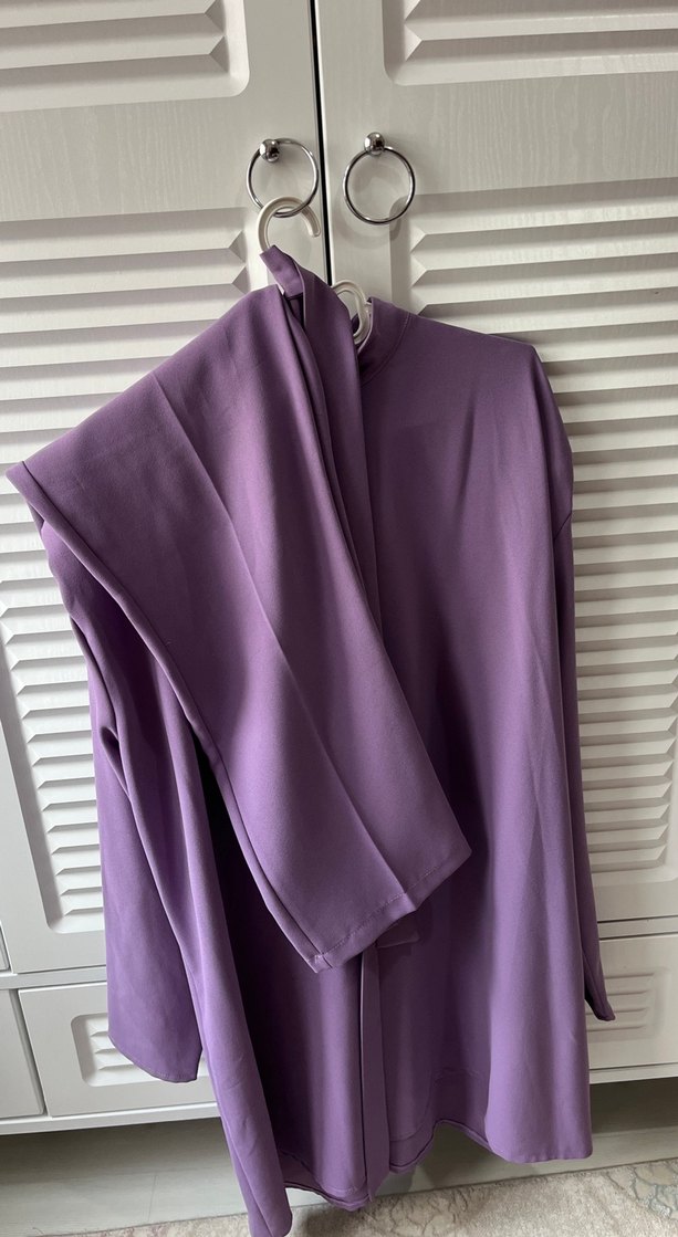 Pastel Mor Kadın Uzun Kollu Salaş Elbise - Görsel 4