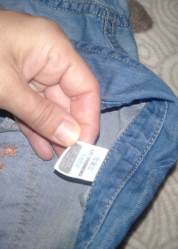 3-6 Ay Beden Nakışlı Gri Mavi Erkek Çocuk Denim Gömlek