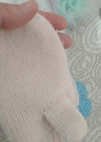 Kız Çocuk Beyaz Örgü Eldiven ve bere - Görsel 4