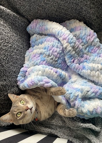 Gri Pastel Batik Desenli Örgü Çocuk/Kedi/Köpek Battaniyesi - Görsel 2