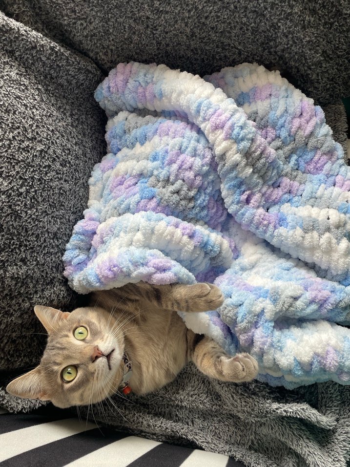 Gri Pastel Batik Desenli Örgü Çocuk/Kedi/Köpek Battaniyesi - Görsel 2