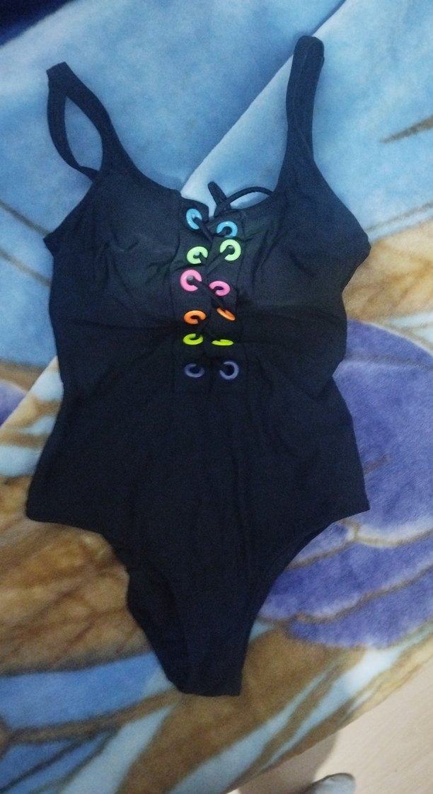 Çok Renkli Düğmeli Strappy Goth Mayo - Görsel 2