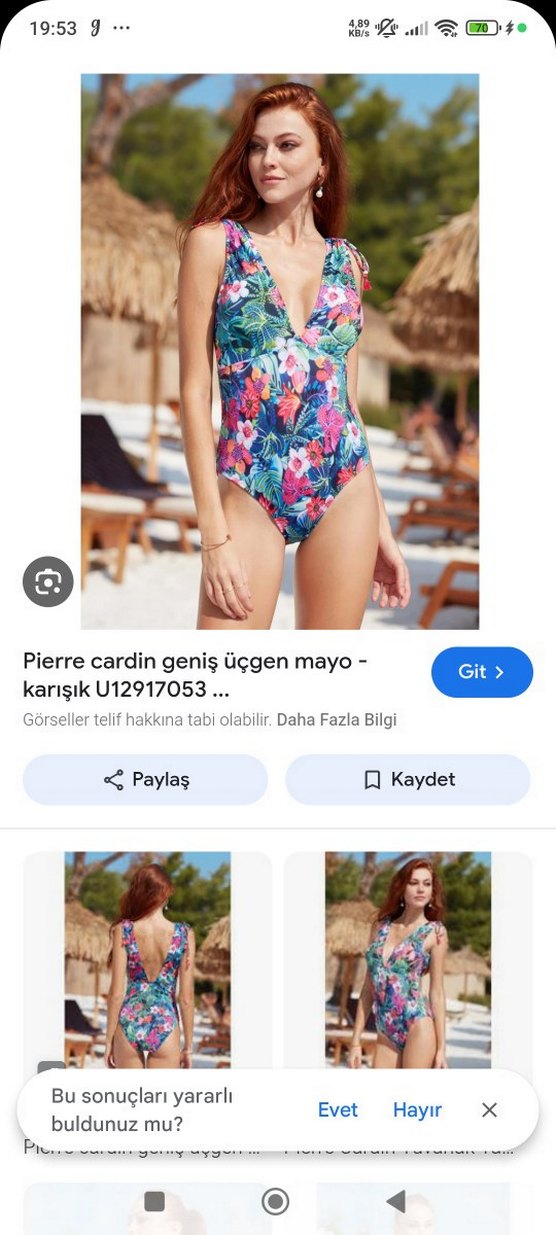 Çiçek Desenli, Pileli, İnce Askılı Kadın Mayo - Görsel 2