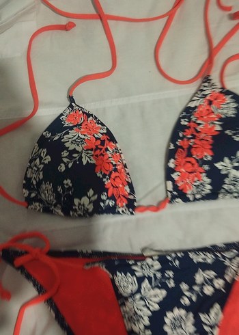 Mavi Çiçek Desenli Kadın Bikini - Görsel 3