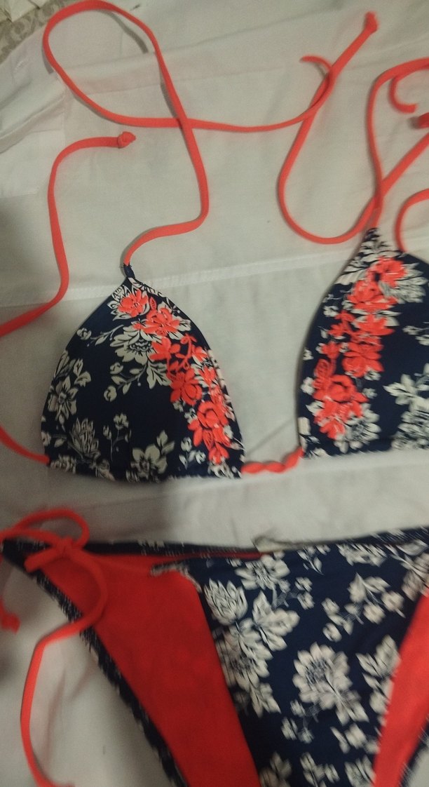 Mavi Çiçek Desenli Kadın Bikini - Görsel 3