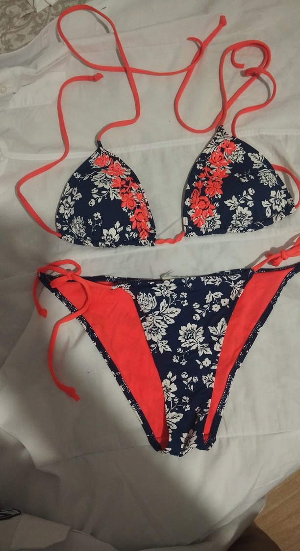 Mavi Çiçek Desenli Kadın Bikini - Görsel 2