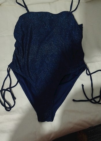 Parlak Lacivert İp Askılı Mayo - Görsel 4