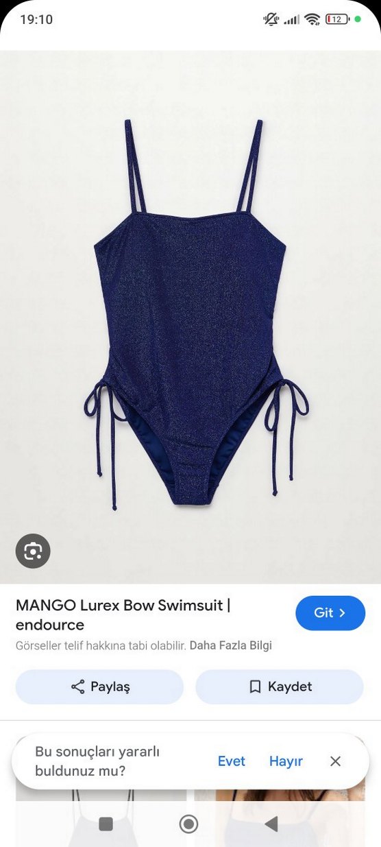 Parlak Lacivert İp Askılı Mayo - Görsel 2