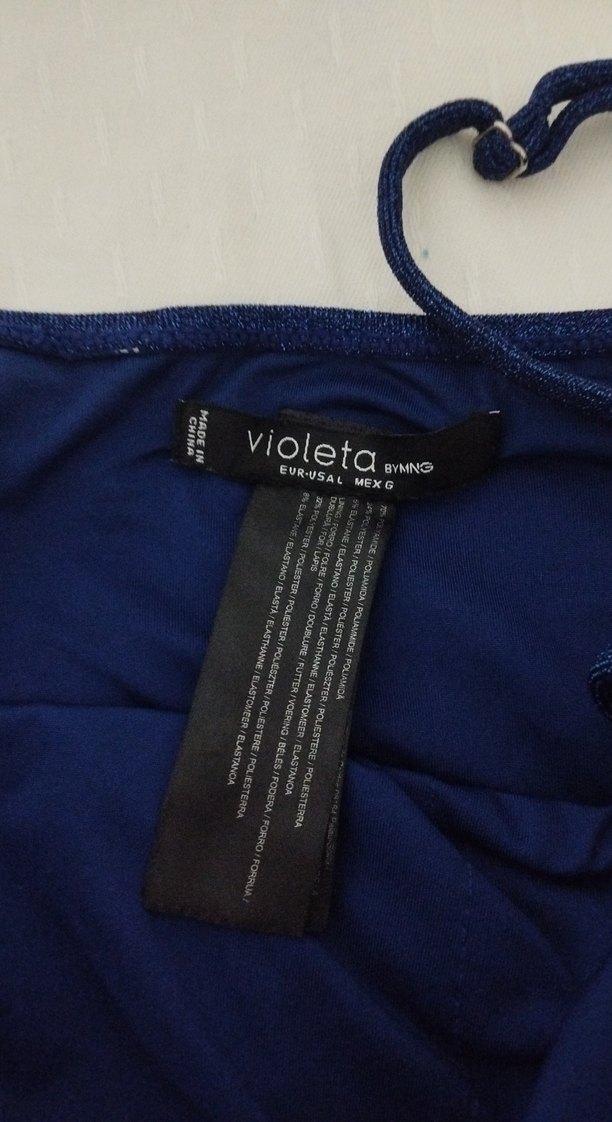 Parlak Lacivert İp Askılı Mayo - Görsel 3