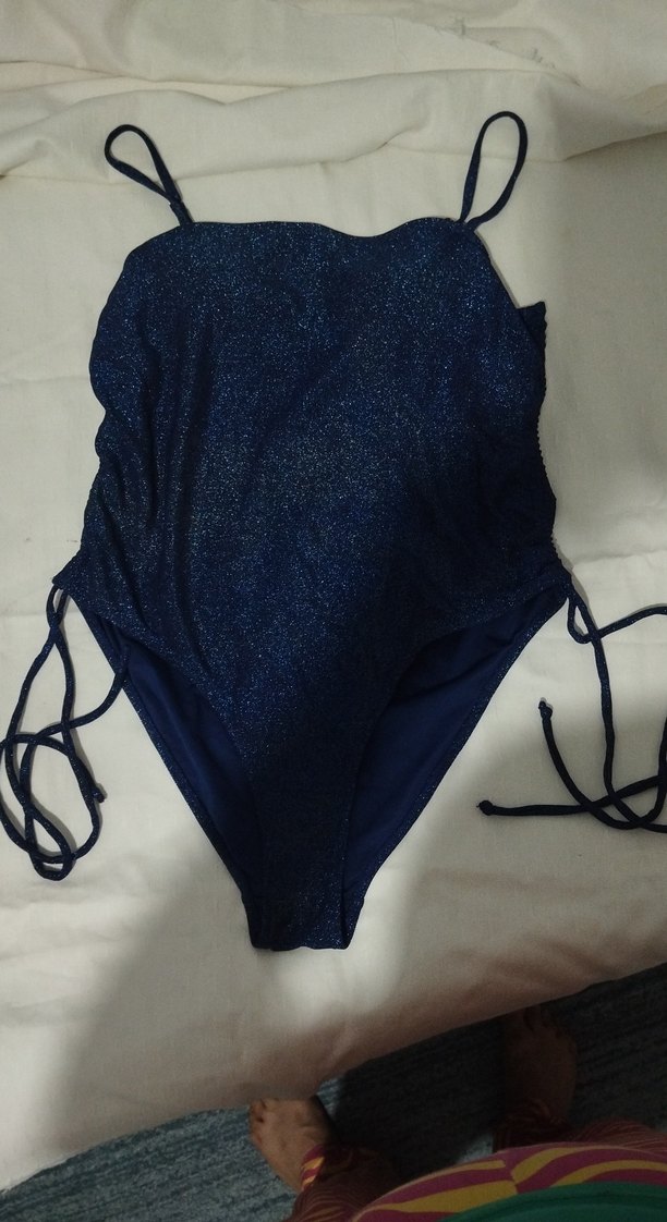 Parlak Lacivert İp Askılı Mayo - Görsel 4