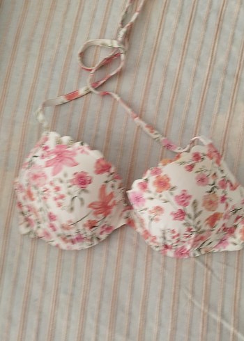 40 Beden pembe Renk Pembe Bohem Çiçek Desenli Bikini Üstü