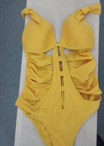 Sarı Fırfırlı Strappy Kadın Mayo