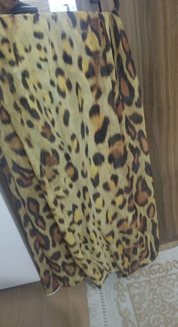 Parlak Kahverengi Leopar Desenli Bohem pareo - Görsel 2