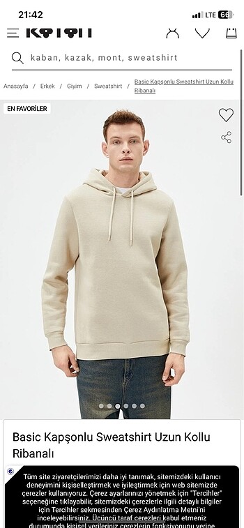 Koton erkek sweatshirt