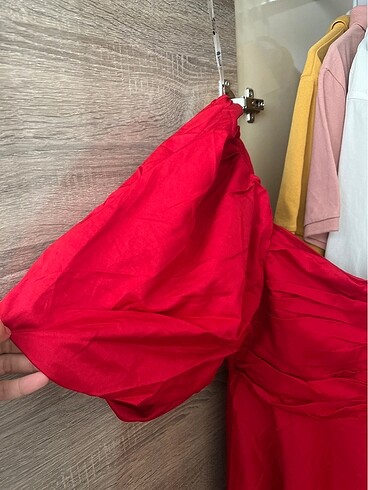 m Beden Kırmızı balon kol elbise