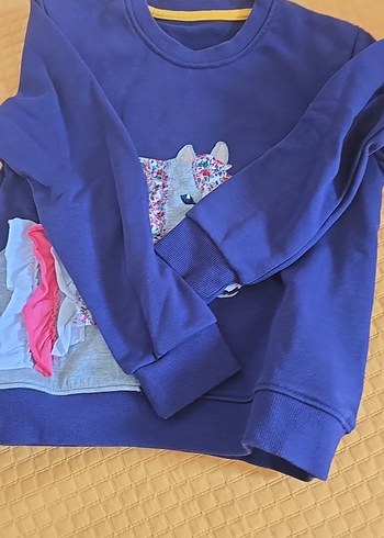 6 Yaş Beden gri Renk Kız Çocuk Gri At Desenli Fırfırlı Sweatshirt