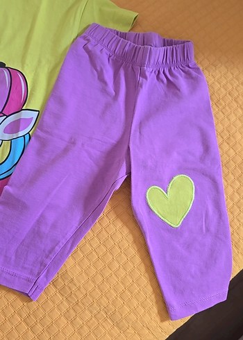 Denokids Renkli Payetli Kız Bebek Kısa Kollu Takım