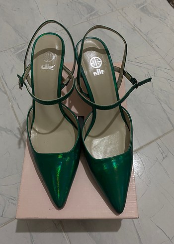 Yeşil Parlak Stiletto Topuklu Kadın Ayakkabı