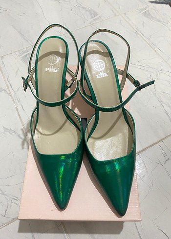40 Beden Yeşil Parlak Stiletto Topuklu Kadın Ayakkabı