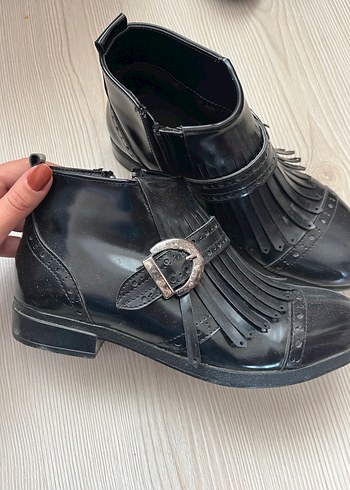 Diğer Tokalı Siyah Deri Gotik Kadın Bot