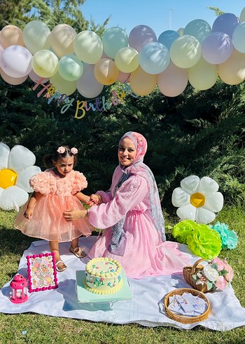 Bohem Tarzı Pembe Kız Çocuk Elbisesi
