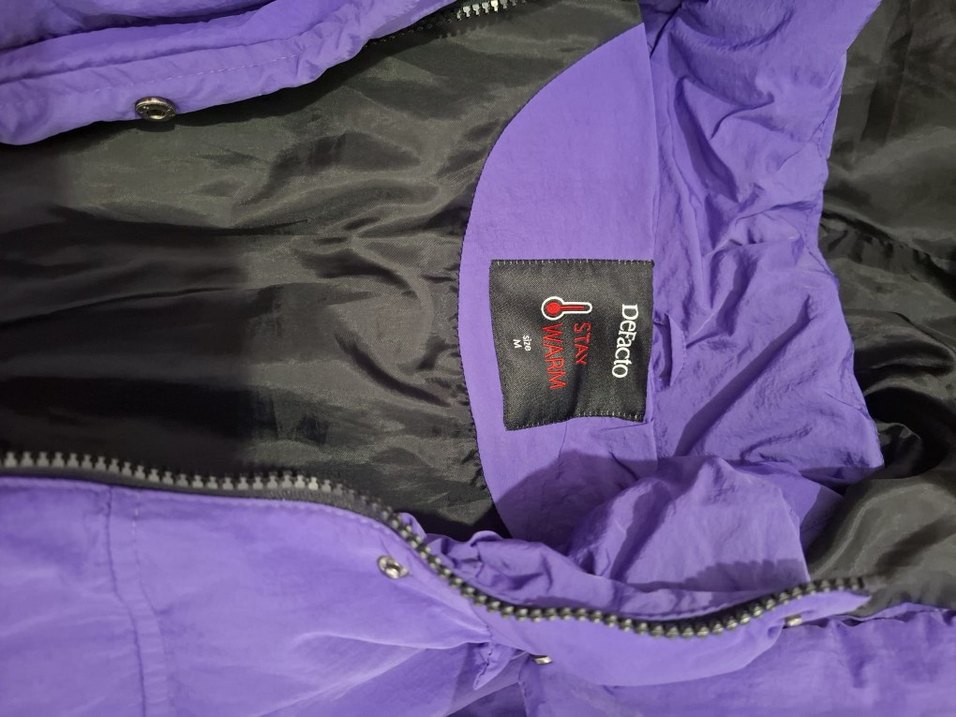 Mor Kapüşonlu Kadın Kış Montu - Görsel 4