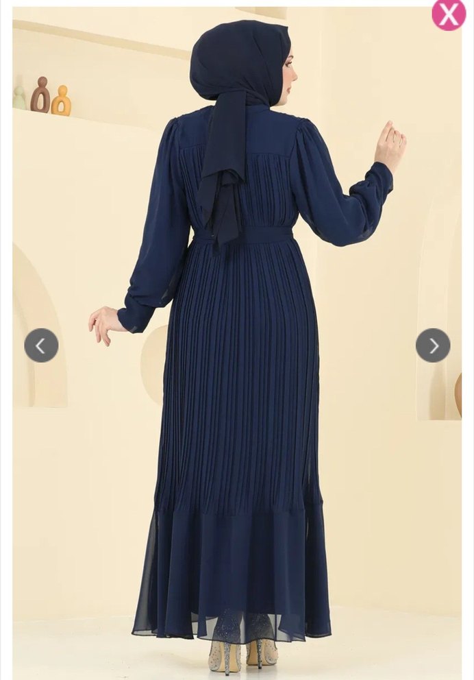 Lacivert Piliseli abiye - Görsel 5