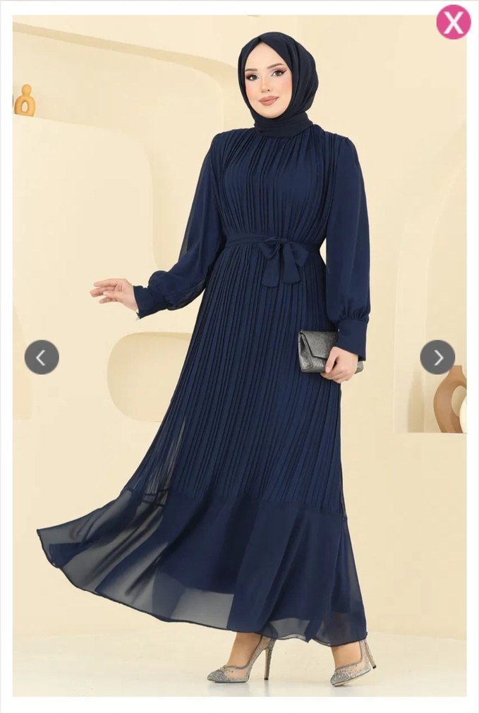 Lacivert Piliseli abiye - Görsel 2