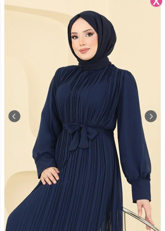 Lacivert Piliseli abiye - Görsel 4