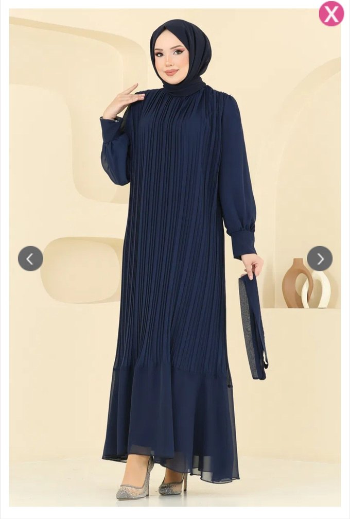 Lacivert Piliseli abiye - Görsel 3