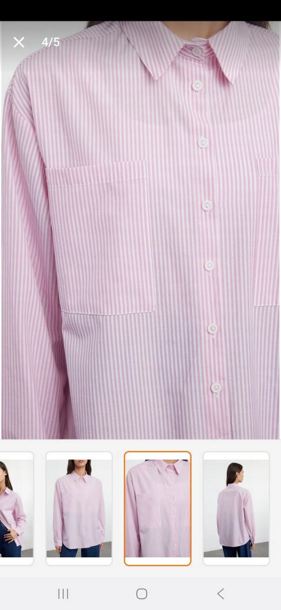 Pembe Çizgili Rahat Kesim Kadın Gömlek - Görsel 3